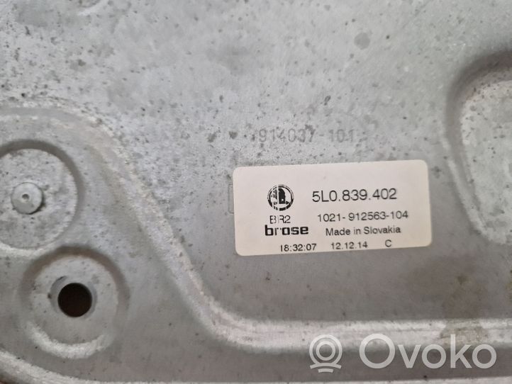 Skoda Yeti (5L) Ręczny podnośnik szyby drzwi tylnych 5L0839402