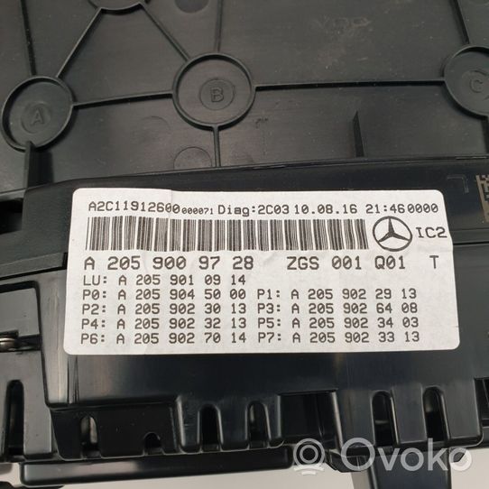 Mercedes-Benz C AMG W205 Compteur de vitesse tableau de bord A2059009728