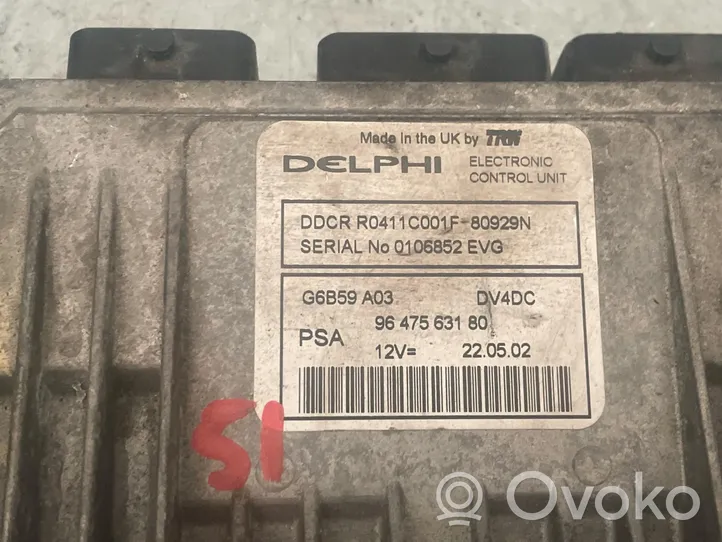 Citroen C3 Unité de commande, module ECU de moteur 9647563180