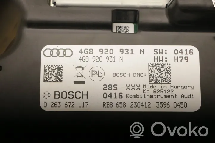 Audi A6 S6 C7 4G Compteur de vitesse tableau de bord 4G8920931N