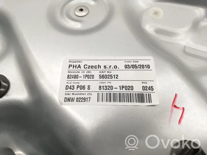 KIA Venga Mécanisme de lève-vitre avec moteur 824801P020