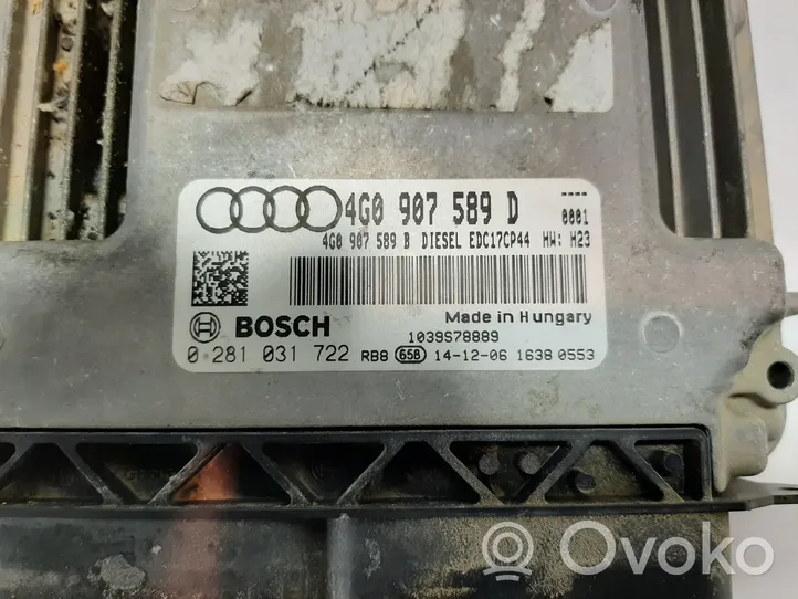 Audi A6 Allroad C6 Unidad de control/módulo del motor 4G0907589D