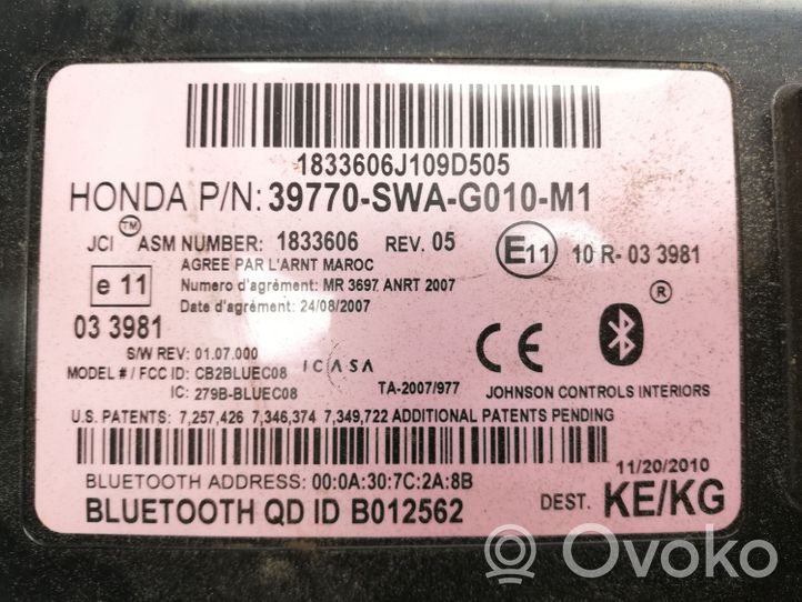 Honda CR-V Moduł / Sterownik Bluetooth 39770SWAG010M1