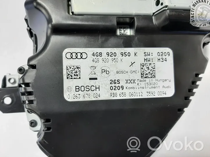 Audi A6 S6 C7 4G Compteur de vitesse tableau de bord 4G8920950K