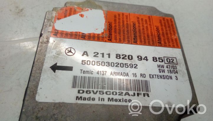 Mercedes-Benz E W211 Centralina/modulo airbag A2118209485