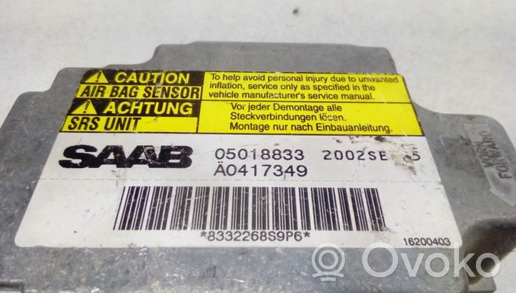 Saab 9-3 Ver1 Turvatyynyn ohjainlaite/moduuli 05018833