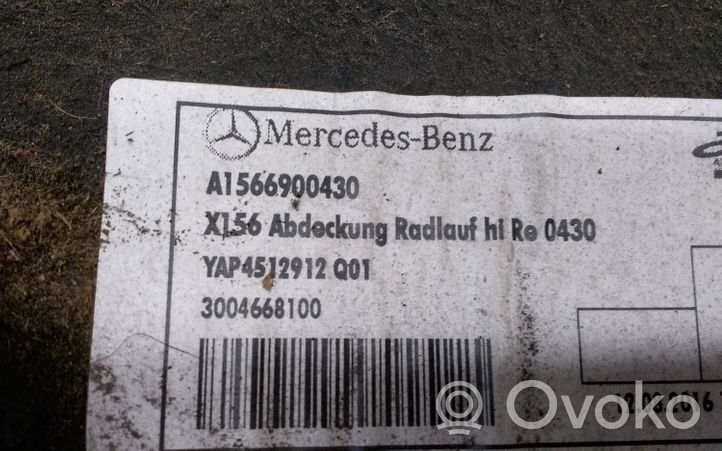 Mercedes-Benz GLA W156 Revestimientos de la aleta guardabarros antisalpicaduras trasera A1566900430