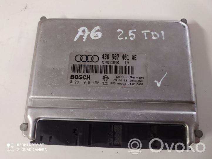 Audi A6 S6 C5 4B Centralina/modulo del motore 4B0907401AE