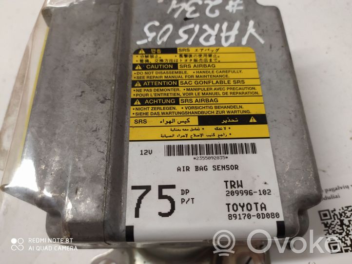 Toyota Yaris Turvatyynyn ohjainlaite/moduuli 891700D080