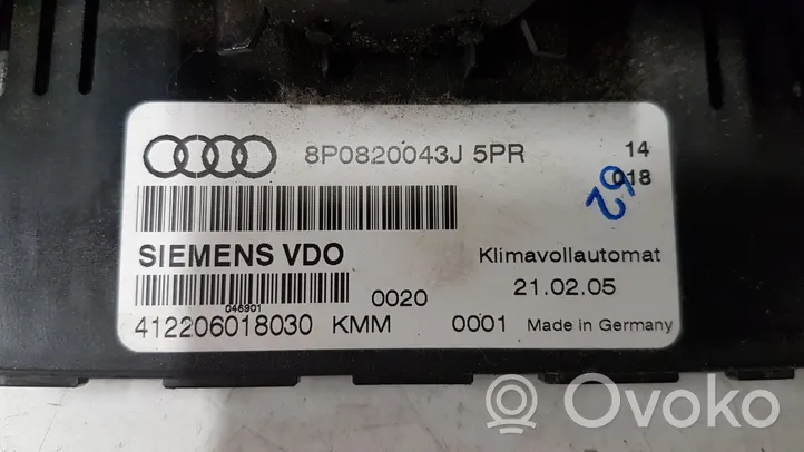 Audi A3 S3 8P Ilmastoinnin ohjainlaite 8P0820043J