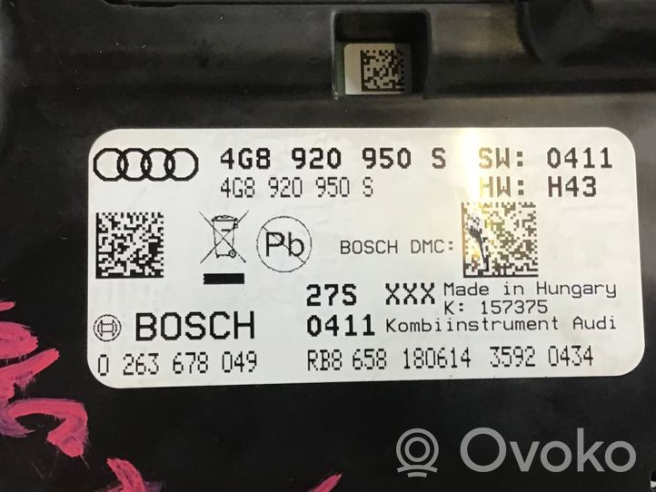 Audi A6 S6 C7 4G Tachimetro (quadro strumenti) 4G8920950