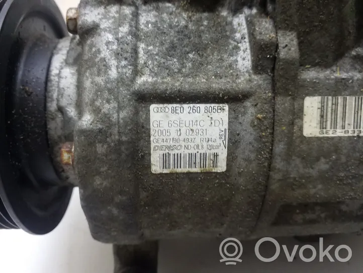 Audi A4 S4 B7 8E 8H Ilmastointilaitteen kompressorin pumppu (A/C) 8E0260805