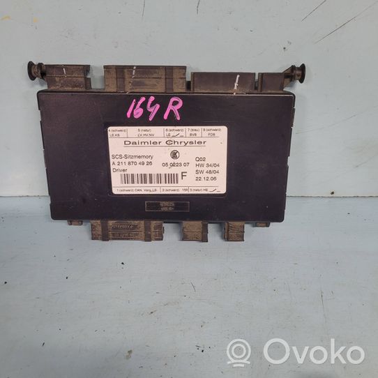 Mercedes-Benz ML W164 Module de commande de siège A2118704926