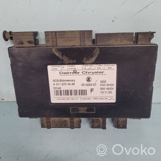 Mercedes-Benz ML W164 Module de commande de siège A2118704926