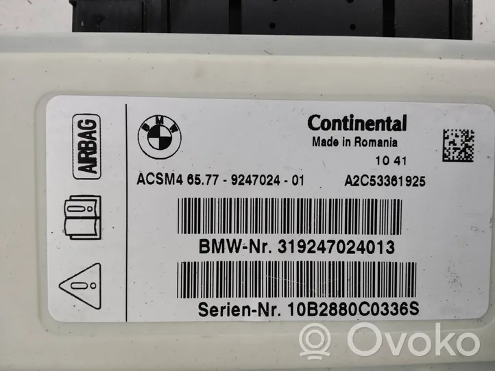 BMW X3 F25 Airbag control unit/module 9247024