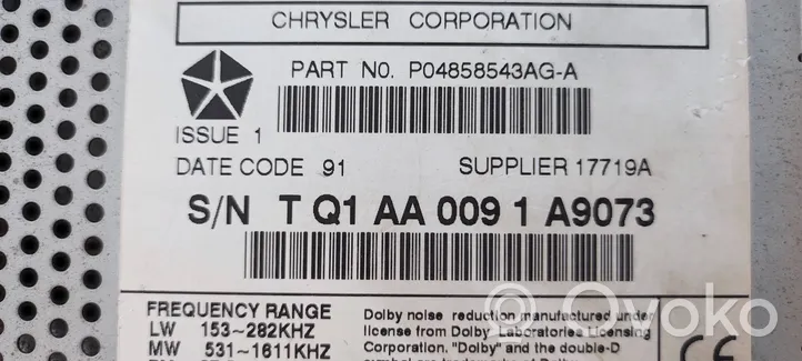 Chrysler Grand Voyager IV Radio/CD/DVD/GPS-pääyksikkö P04858543AG