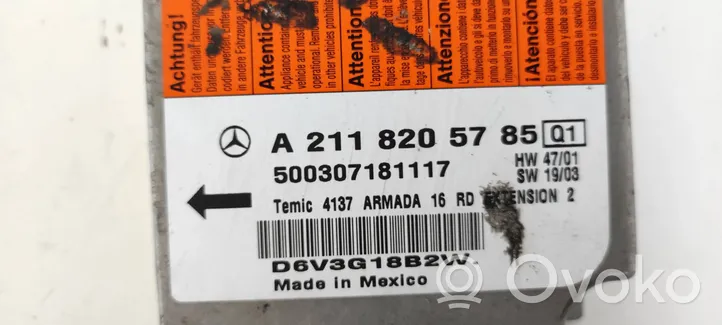 Mercedes-Benz E W211 Centralina/modulo airbag A2118205785