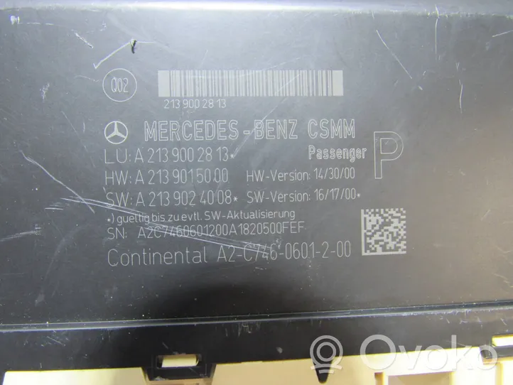 Mercedes-Benz E W213 Istuimen säädön moduuli A2139002813