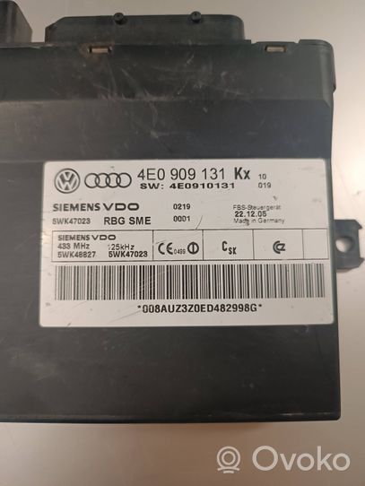 Audi A8 S8 D3 4E Module de contrôle sans clé Go 4E0909131Kx