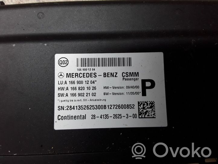 Mercedes-Benz GL X166 Unidad de control del asiento A1669001204