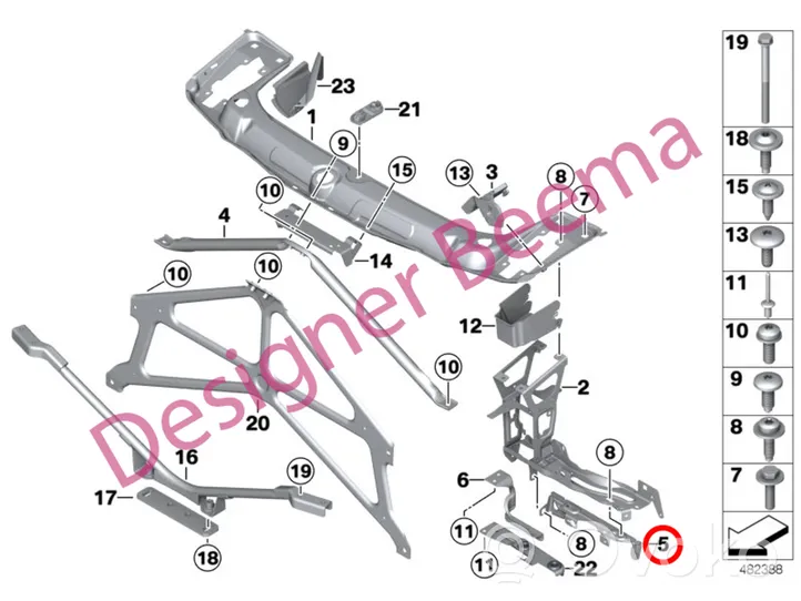 BMW 1 F20 F21 Staffa del pannello di supporto del radiatore 7266167