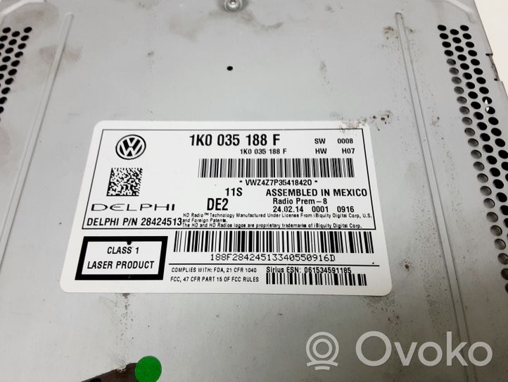 Volkswagen PASSAT B7 USA Radija/ CD/DVD grotuvas/ navigacija 1K0035188F