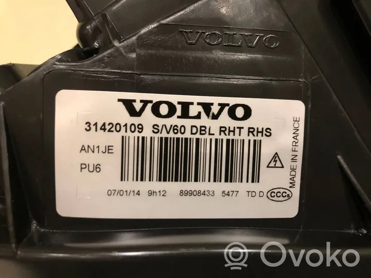 Volvo V60 Lot de 2 lampes frontales / phare 31420108