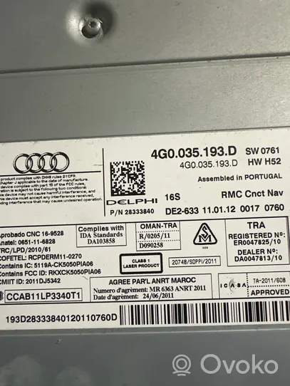 Audi A6 C7 Navigaatioyksikkö CD/DVD-soitin 4G0035193D
