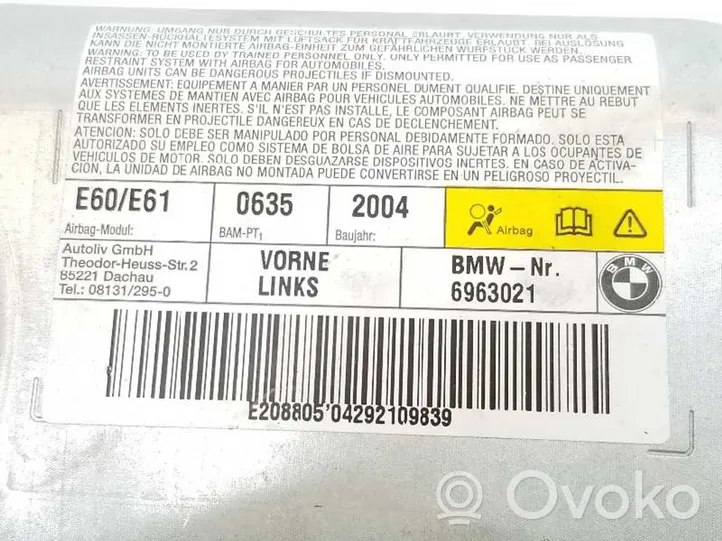 BMW 7 E65 E66 Priekšējo durvju drošības spilvens 72126963021