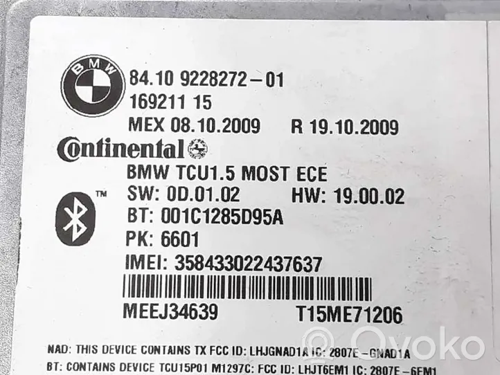 BMW 5 GT F07 Puhelimen käyttöyksikkö/-moduuli 84109228272