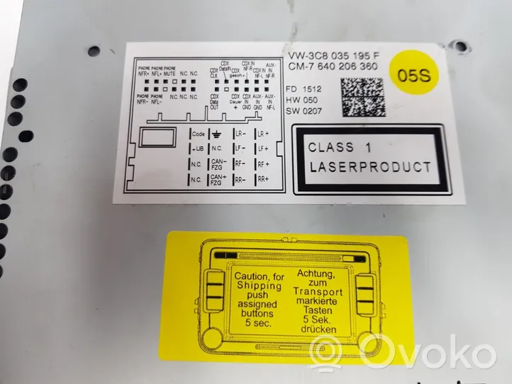 Volkswagen Polo Panel / Radioodtwarzacz CD/DVD/GPS 3C8035195F