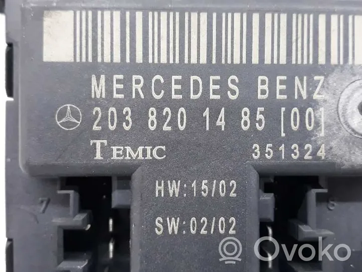 Mercedes-Benz CLC CL203 Centralina/modulo chiusura centralizzata portiere 2038201485