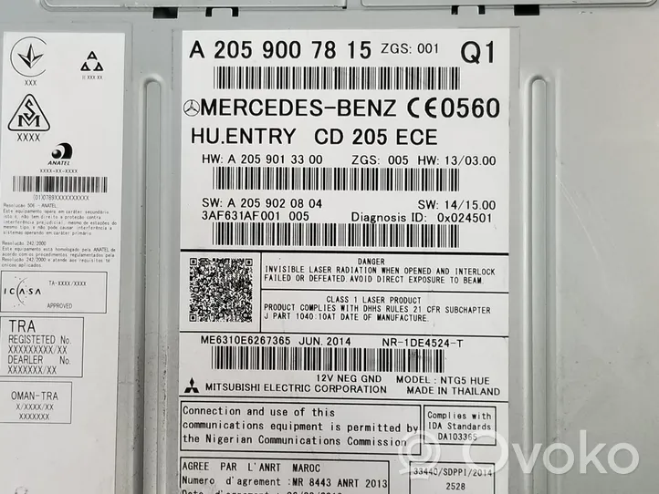 Mercedes-Benz V Class W447 Radio/CD/DVD/GPS-pääyksikkö A2059007815