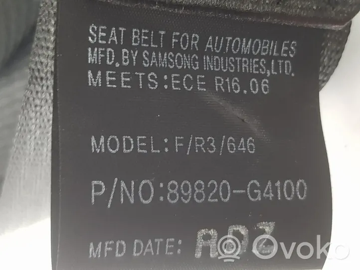 Hyundai i30 Fibbia della cintura di sicurezza posteriore 89820G4000