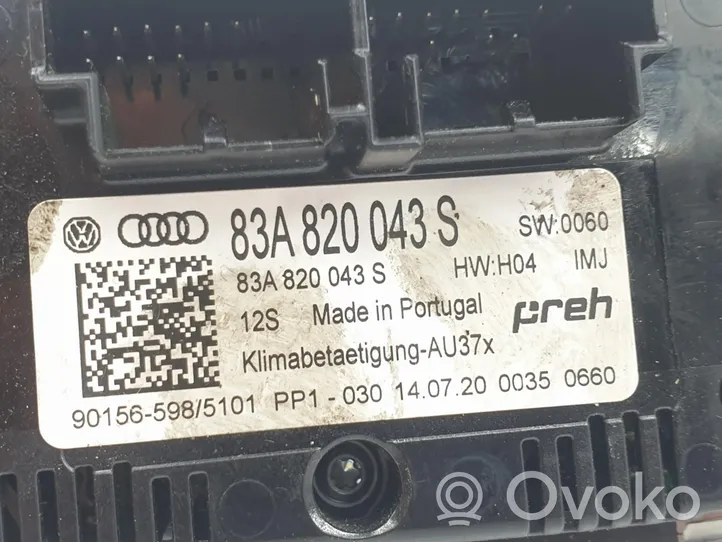 Audi A1 Ilmastoinnin ohjainlaite 83A820043S