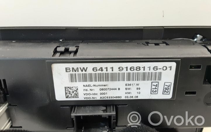 BMW 3 E90 E91 Oro kondicionieriaus/ klimato/ pečiuko valdymo blokas (salone) 64119168116