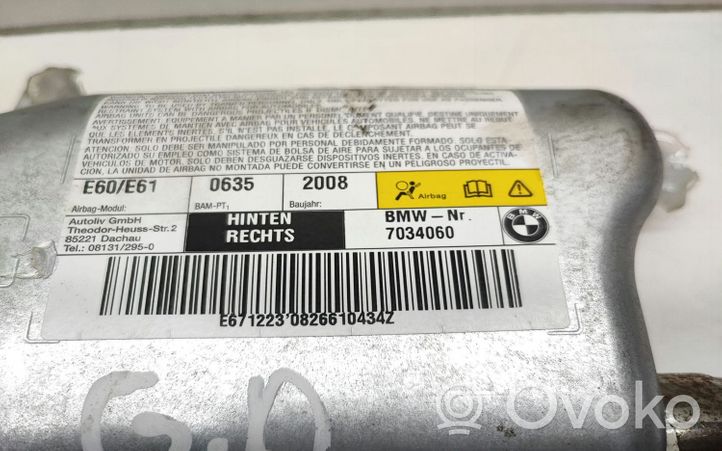 BMW 5 E60 E61 Poduszka powietrzna Airbag drzwi tylnych 7034060