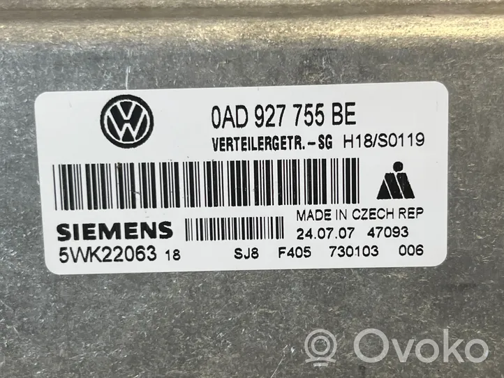 Volkswagen Touareg I Centralina scatola del differenziale 0AD927755BE