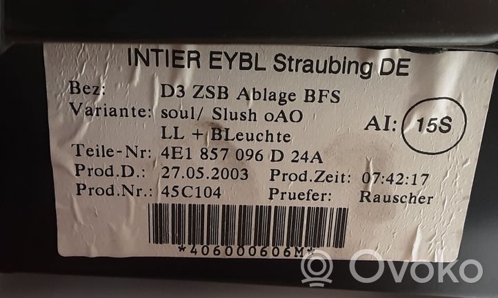 Audi A8 S8 D3 4E Hansikaslokero 4E1857096D