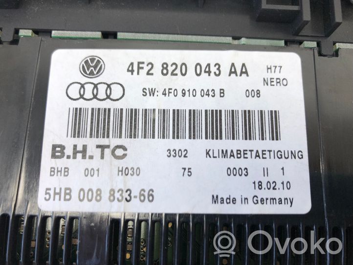 Audi A6 S6 C6 4F Ilmastoinnin ohjainlaite 4F2820043AA