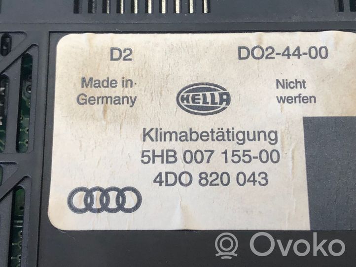 Audi A8 S8 D2 4D Oro kondicionieriaus/ klimato/ pečiuko valdymo blokas (salone) 4D0820043