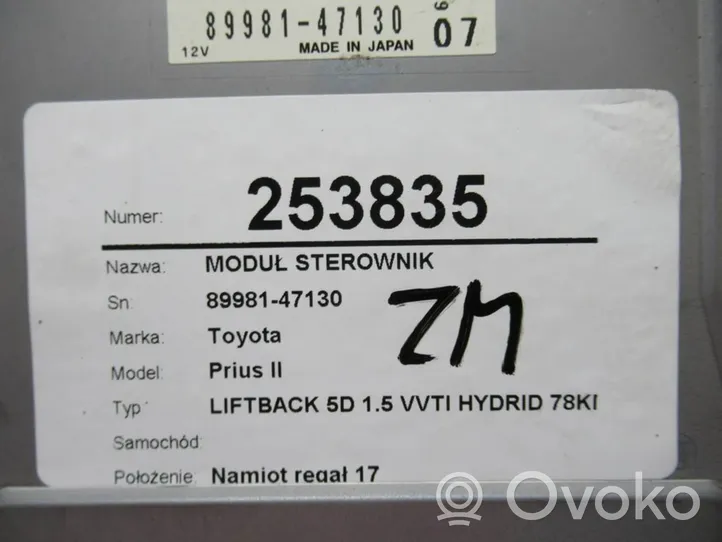 Toyota Prius (XW20) Autres unités de commande / modules 89981-47130