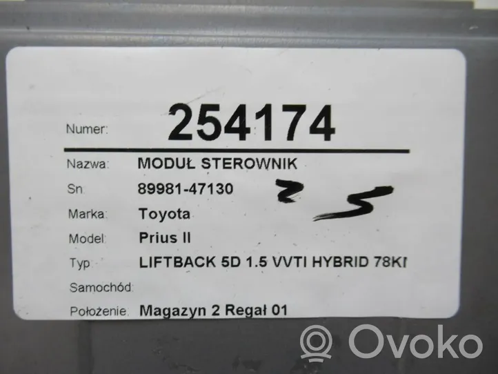 Toyota Prius (XW20) Muut ohjainlaitteet/moduulit 89981-47130