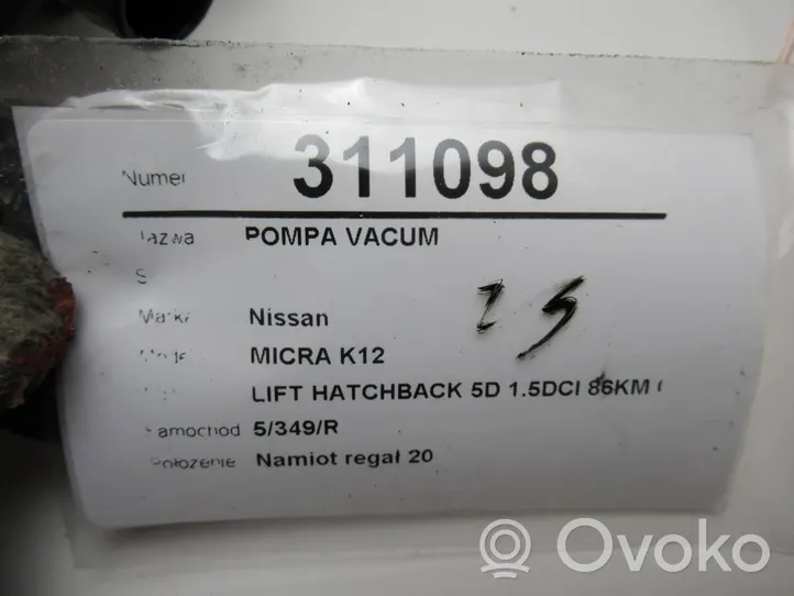 Nissan Micra Pompe à vide 