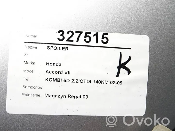 Honda Accord Takapuskurin alaosan lista 74900-SED-00