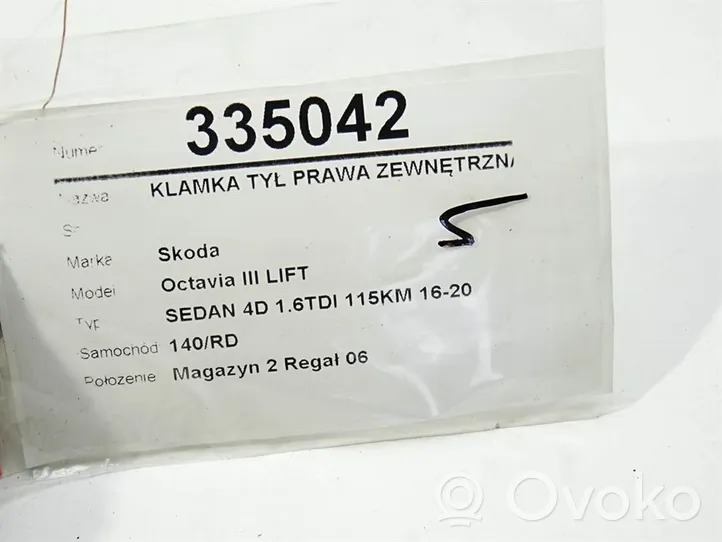 Skoda Octavia Mk3 (5E) Takaoven ulkokahva 