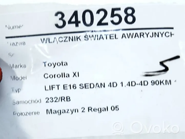 Toyota Corolla E160 E170 Avarinių žibintų jungtukas 84332-02300