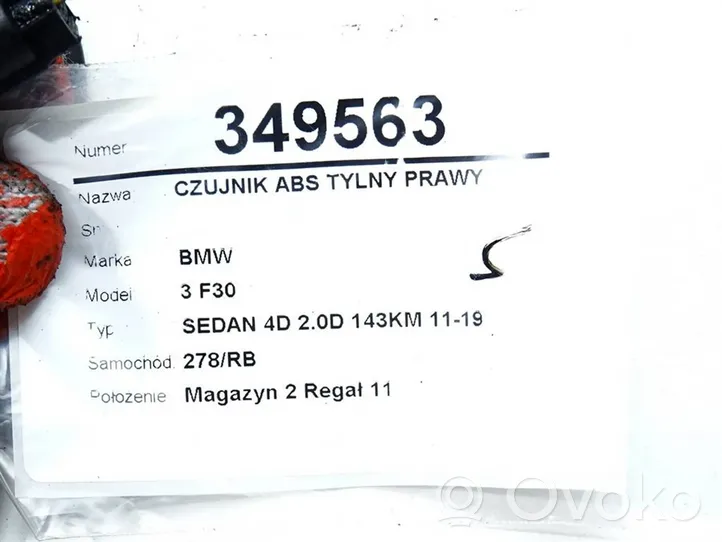 BMW 3 F30 F35 F31 Czujnik prędkości obrotowej koła ABS 6791225