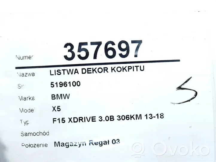 BMW X5 F15 Prietaisų skydelio apdaila 5196100