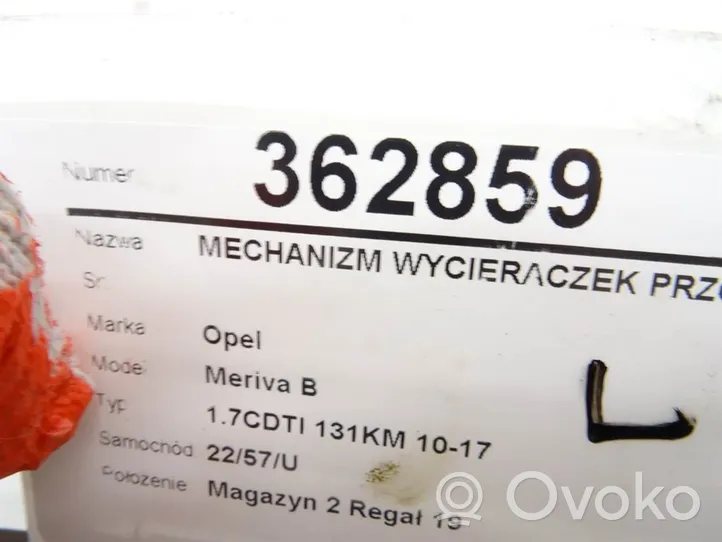 Opel Meriva B Mechanizm i silniczek wycieraczek szyby przedniej / czołowej 13250416